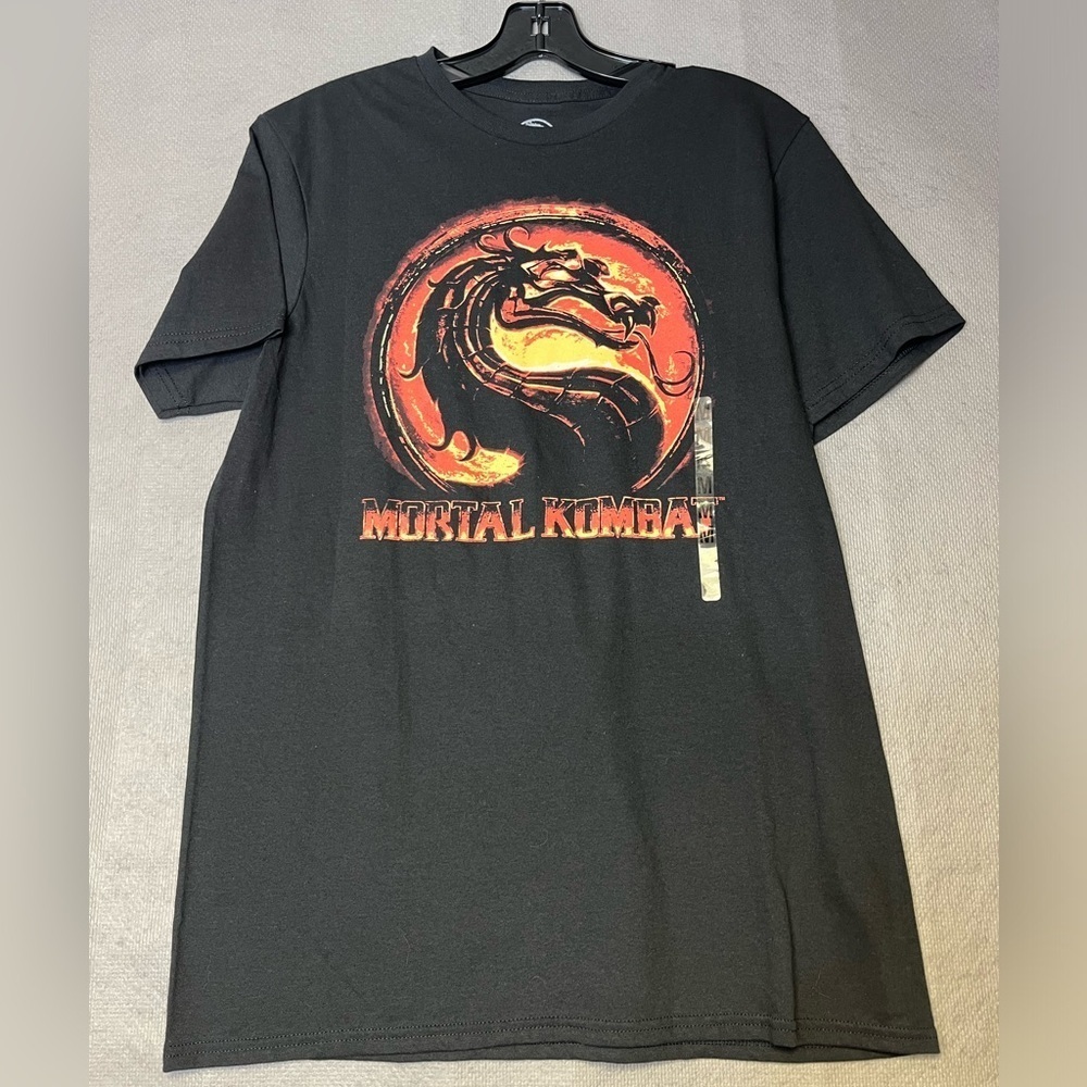 🆕 Men’s Medium Mortal Kombat Tee Black With Logo Fast Shipping